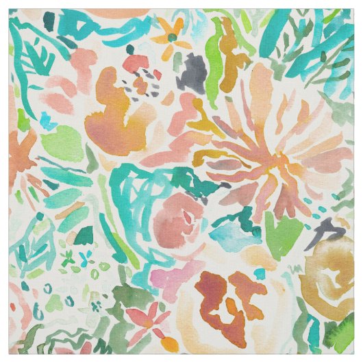 サンタクルスの花のカラフルな水彩画 ファブリック (見本)
