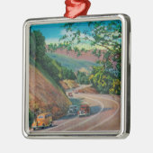 サンタクルスの近くの絵のようなLos Gatosのハイウェー メタルオーナメント (左)