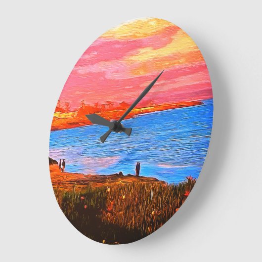 サンタクルスコースタル丘の斜面の時計の夕日 ラージ壁時計 (傾斜)