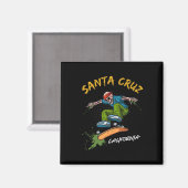 サンタクルススケルトンスケートボードビーチハおもしろいロウ マグネット (正面/裏面)