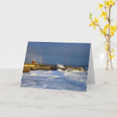 サンタクルス、カリフォルニアの灯台または虹の挨拶状 カード (黄色い花)