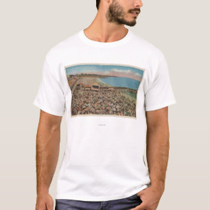 サンタクルス、カリフォルニア-人々の十分のビーチ場面 Tシャツ