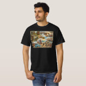 サンタクルーズの雰囲気マップ - 海岸沿いの文化的アートプリント Tシャツ (正面フル)