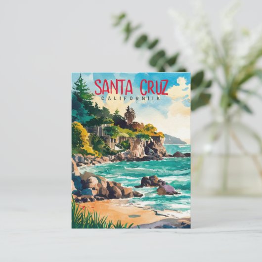 サンタクルーズカリフォルニアウォーターカラー ポストカード (スタンド正面)