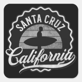 サンタクルーズカリフォルニアサーフィン白黒ヴィンテージ スクエアシール