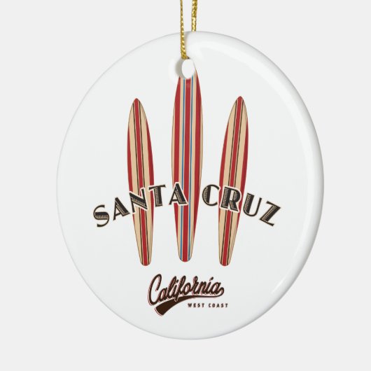 サンタクルーズカリフォルニアスリーサーフボード セラミックオーナメント (左)