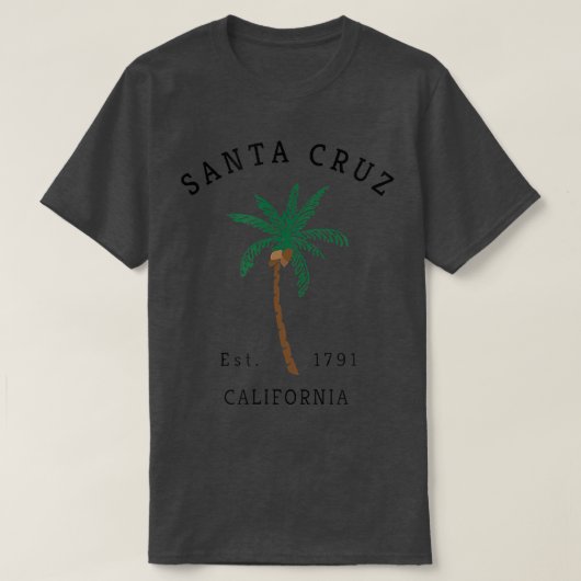 サンタクルーズカリフォルニアパームカラフルツリーレトロ11月 Tシャツ (デザイン正面)