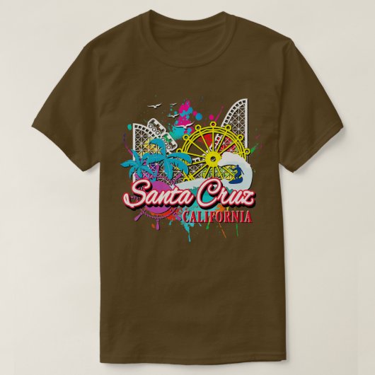 サンタクルーズカリフォルニアビーチアミューズメントパークノベルティ Tシャツ (デザイン正面)