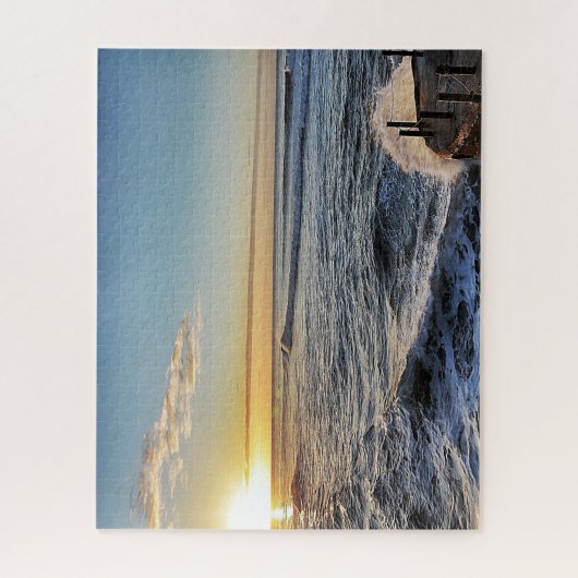 サンタクルーズカリフォルニアビーチ海シーサーフ ジグソーパズル (縦)