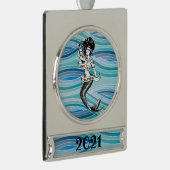 サンタクルーズカリフォルニアマーメイド2021 シルバープレートバナーオーナメント (右)