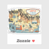 サンタクルーズカリフォルニアマ図解入りの、写真付きのップ シール (シート)