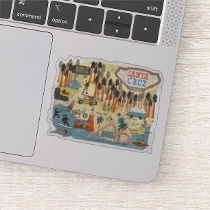 サンタクルーズカリフォルニアマ図解入りの、写真付きのップ シール