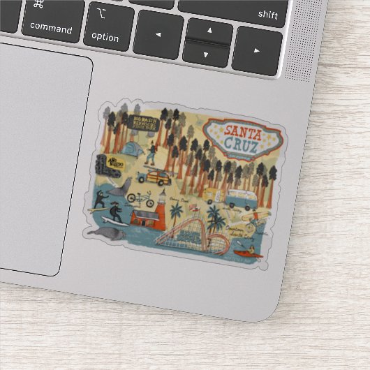サンタクルーズカリフォルニアマ図解入りの、写真付きのップ シール (詳細)