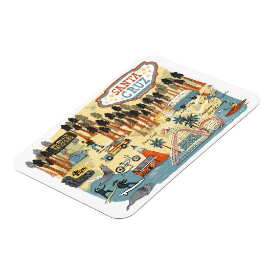 サンタクルーズカリフォルニアマ図解入りの、写真付きのップ マグネット (左側)