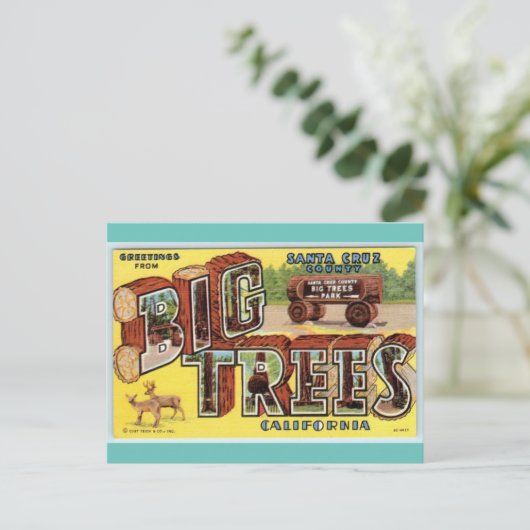 サンタクルーズカリフォルニアヴィンテージアートからの挨拶 ポストカード (スタンド正面)