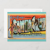 サンタクルーズカリフォルニアヴィンテージアートからの挨拶 ポストカード (正面/裏面)