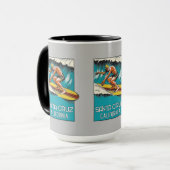 サンタクルーズカリフォルニアヴィンテージアートサーフィンマグカップ マグカップ (正面左)