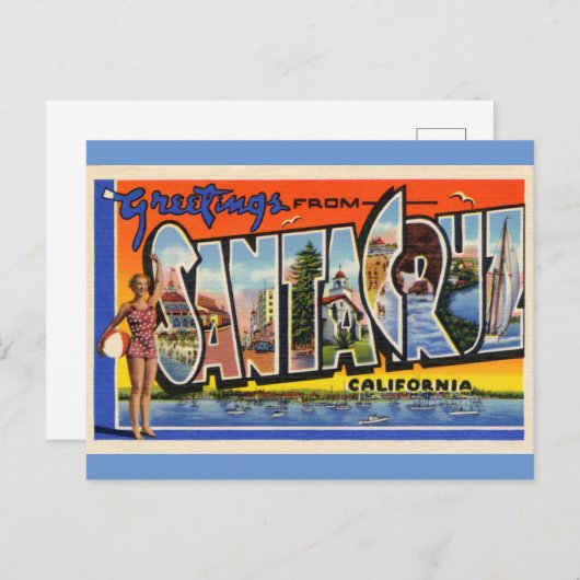 サンタクルーズカリフォルニアヴィンテージ旅行はがき ポストカード (正面/裏面)