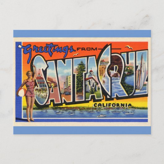 サンタクルーズカリフォルニアヴィンテージ旅行はがき ポストカード (正面)