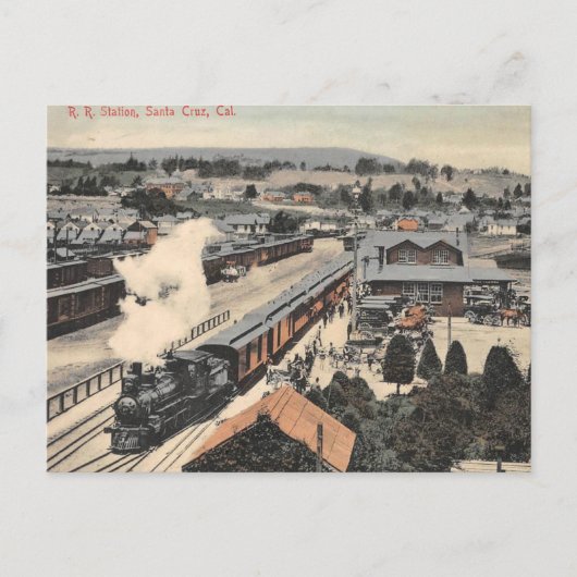 サンタクルーズカリフォルニア鉄道駅1907 ポストカード (正面)