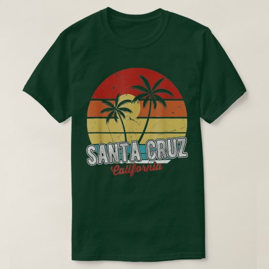 サンタクルーズカリフォルニア70sビーチサーフィンレトロ tシャツ (デザイン正面)