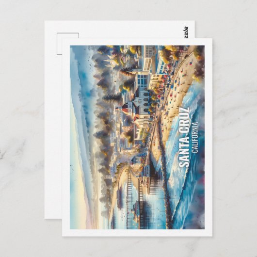サンタクルーズカリフォルニアUSA有名なプレイスウォーターカラー ポストカード (正面/裏面)