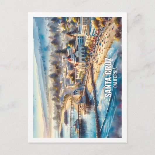 サンタクルーズカリフォルニアUSA有名なプレイスウォーターカラー ポストカード (正面)