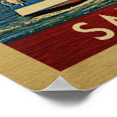 サンタクルーズシルボートヴィンテージトラベルカリフォルニア ポスター (角)