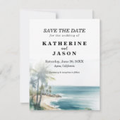 サンタクルーズビーチウォーターカラー結婚ズ 招待状 (正面)