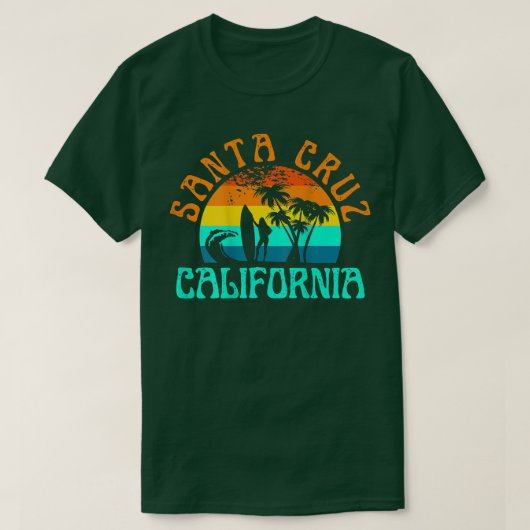 サンタクルーズビーチカリフォルニアサーフサーファーレトロサンズ Tシャツ (デザイン正面)