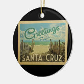 サンタクルーズビーチヴィンテージトラベル セラミックオーナメント (左)
