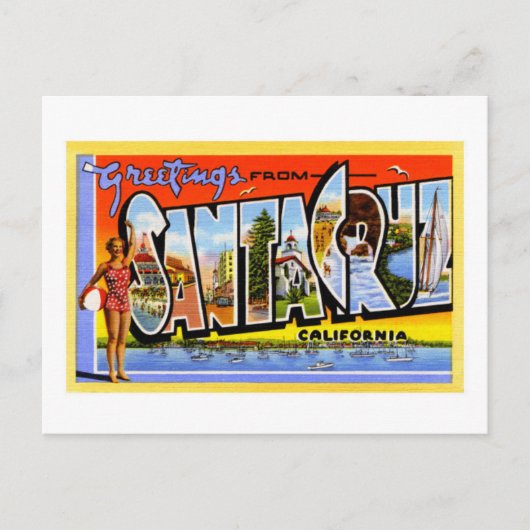 サンタクルーズ・カリフォルニアからの挨拶 ポストカード (正面)