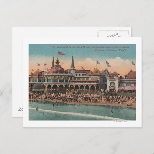 サンタクルーズ,カリフォルニア州 – カジノとサンタクルーズビーチ ポストカード (正面/裏面)