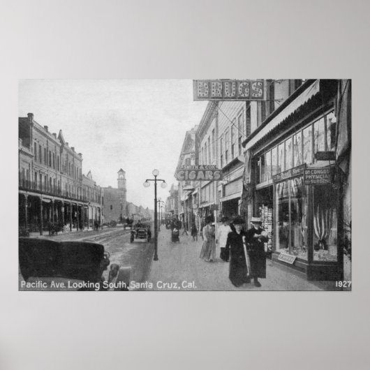 サンタクルーズ,カリフォルニア州 – パシフィックアベニュールッキング ポスター (正面)