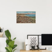 サンタクルーズ，カリフォルニア州 – ビーチシーン満員 ポスター (ホームオフィス)