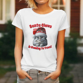 サンタクロウズが町にやってくる - メリーな子猫 Tシャツ