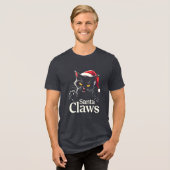 サンタクロウズ - 面白い黒猫のクリスマスデザイン トライブレンドTシャツ (正面全面)