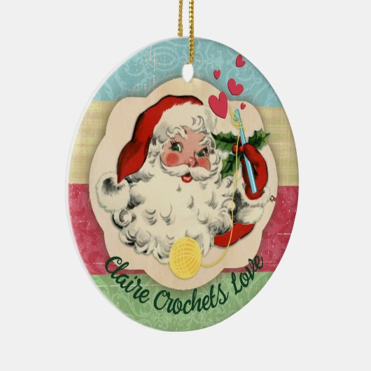 サンタクロシェのフックはクリスマスを愛パーソナライズされたする セラミックオーナメント (右)