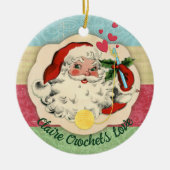 サンタクロシェのフックはクリスマスを愛パーソナライズされたする セラミックオーナメント (正面)