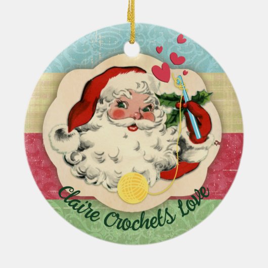 サンタクロシェのフックはクリスマスを愛パーソナライズされたする セラミックオーナメント (裏面)