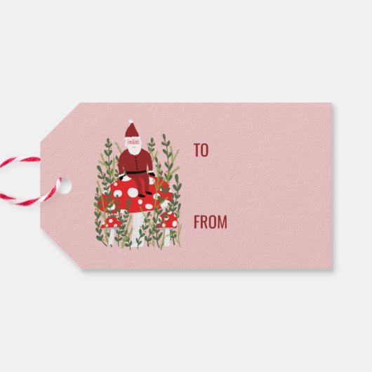 サンタクロスオンマッシュルームクリスマス小妖精や小人ドワーフキュート ギフトタグ (裏面横)