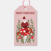 サンタクロスオンマッシュルームクリスマス小妖精や小人ドワーフキュート ギフトタグ (正面)