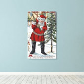 サンタクロスカットダウンクリスマスツリー キャンバスプリント (インサイチュ (ウッドフロア))