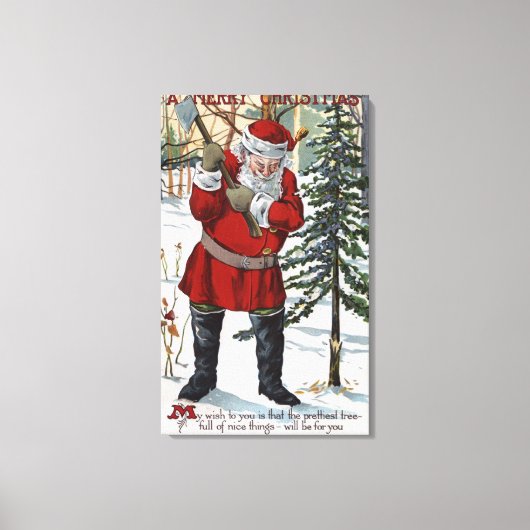 サンタクロスカットダウンクリスマスツリー キャンバスプリント (正面)