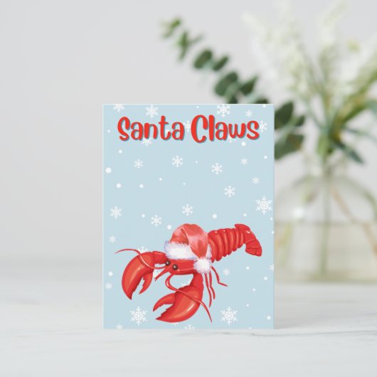 サンタクロスプンおもしろいロブスタークリスマス シーズンポストカード (スタンド正面)