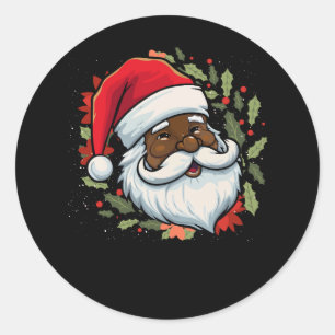 サンタクロップメンアフリカンアメリカンメリークリスマスX ラウンドシール