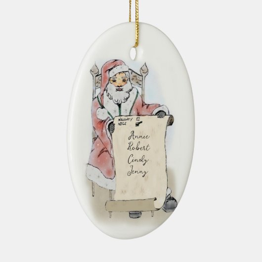 サンタクロースいけなスクロールいいリストパーソナライズされた セラミックオーナメント (右)