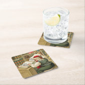 サンタクロースいけなニースリストクリスマス スクエアペーパーコースター (インサイチュ)