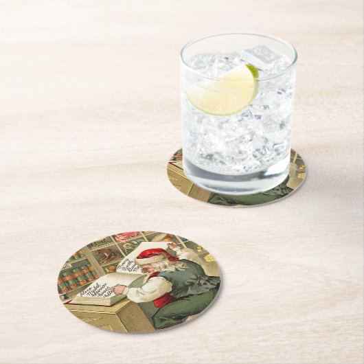 サンタクロースいけなニースリストクリスマス ラウンドペーパーコースター (インサイチュ)