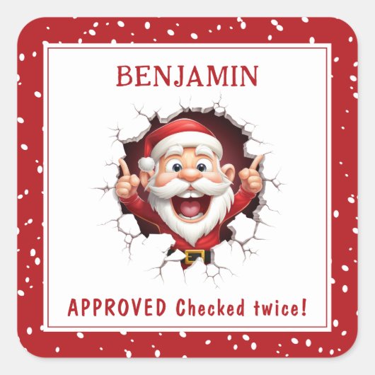 サンタクロースおもしろいがクリスマスを突破 スクエアシール (正面)